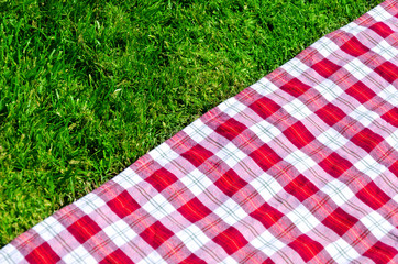 Picnic tablecloth on the grass