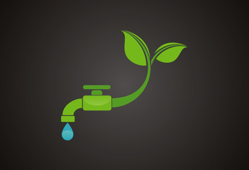Faucet green leaf ecology logo vector