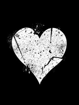 Symbol of broken heart on black background.