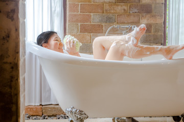 Naklejka premium taking shower