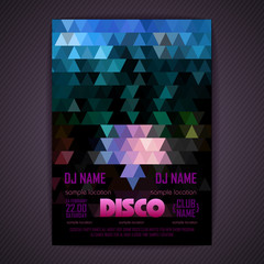 Disco poster. geometric triangle background