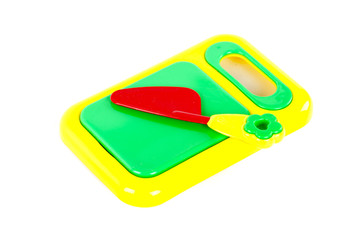 Toy kitchenware isolated on white background