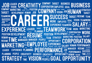 Business And Career Word Cloud On Blueprint