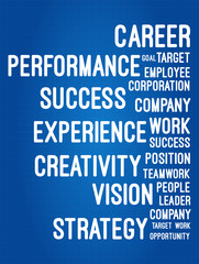 Business And Career Word Cloud On Blueprint