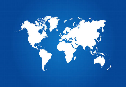 Map Of The World On Blueprint Vector