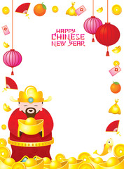 Chinese New Year Frame with Chinese God