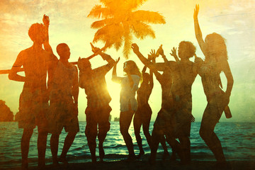 Young Adult Togetherness Party Fun Freedom Beach Summer