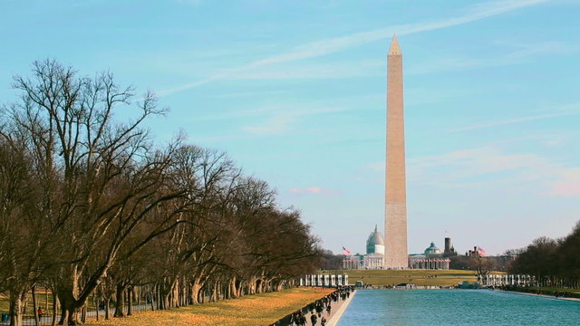 The Washington Monument with the reflecting pool