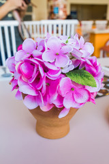 Artificial flower beautiful purple in pot