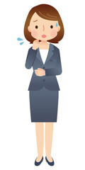 困った表情の女性　スーツ