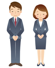 お辞儀する男女　ビジネスマン