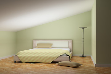 bed and lamp