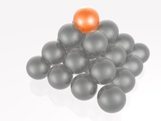 Orange and grey spheres