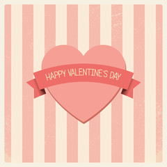 Vintage Valentine's day card with soft colors and simple hand