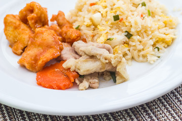 Stir fried chicken with rice