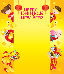 Chinese New Year Frame with Chinese Character