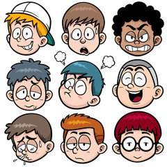 Vector illustration of Boy face set