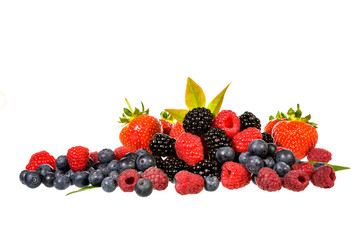 Mix berries isolated on white background