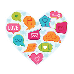 Valentine's Day Love Card - with Flat Icons - in vector