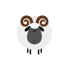 Cute Ram Sheep.Modern Flat Design
