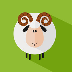 Funny Ram Sheep.Modern Flat Design Illustration variant 1