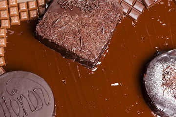 still life of chocolate with Wiener cake and chocolate cakes