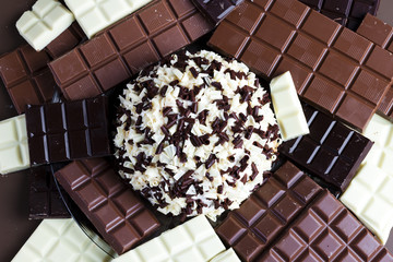 still life of chocolate with chocolate cake