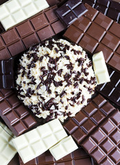 still life of chocolate with chocolate cake