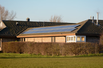 Solar panels on roof of building