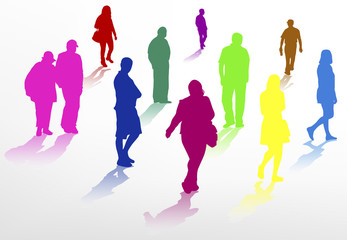 People walking silhouettes