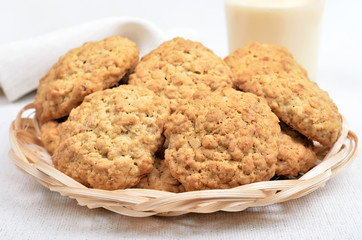 Homemade oatmeal cookies and milkshake