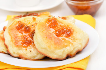 Fritters on white plate