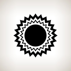 Silhouette sun with rays on a light background, vector