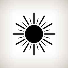 Silhouette sun with rays on a light background, vector