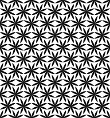 Black and white seamless pattern with flower style.