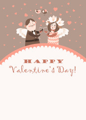 Fototapeta na wymiar Cute angels celebrating Valentine's Day
