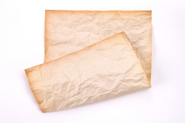 crumpled old paper on white background