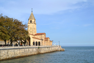 View of San Pedro church in Gijon, Asturias, Spain