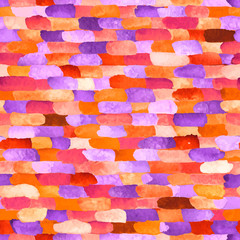 Watercolor bricks. Vector abstract seamless pattern.