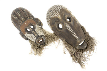 Drewniane maski afrykańskie - obrazy, fototapety, plakaty