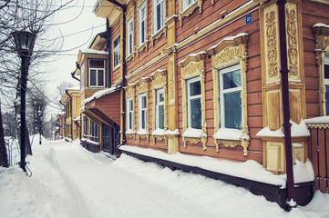 Old wooden house in Tomsk, Siberia