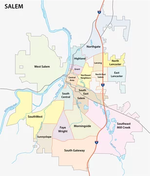 Map Of Salem Oregon Area Salem (Oregon) Road And Neighborhood Map Stock Vector | Adobe Stock