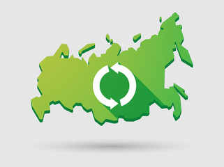 Russia map icon with a recycle sign