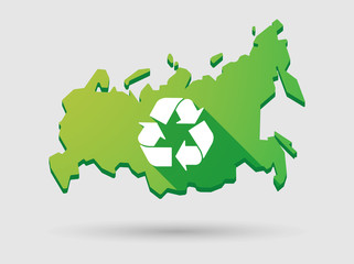 Russia map icon with a recycle sign