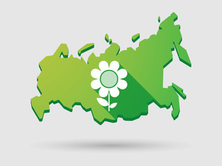 Russia map icon with a flower