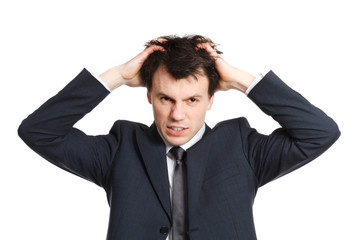 businessman isolated on white burnout