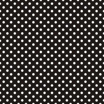 Tile vector pattern white polka dots on black background