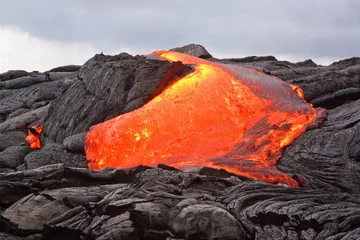 Crédence de cuisine en verre imprimé Volcan Coulée de lave (Hawaï, volcan Kilauea)