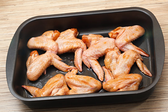 Chicken wings with sauce for baking.