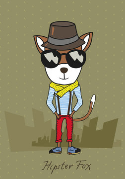 Cool To The Max Hipster Fox In The Hat